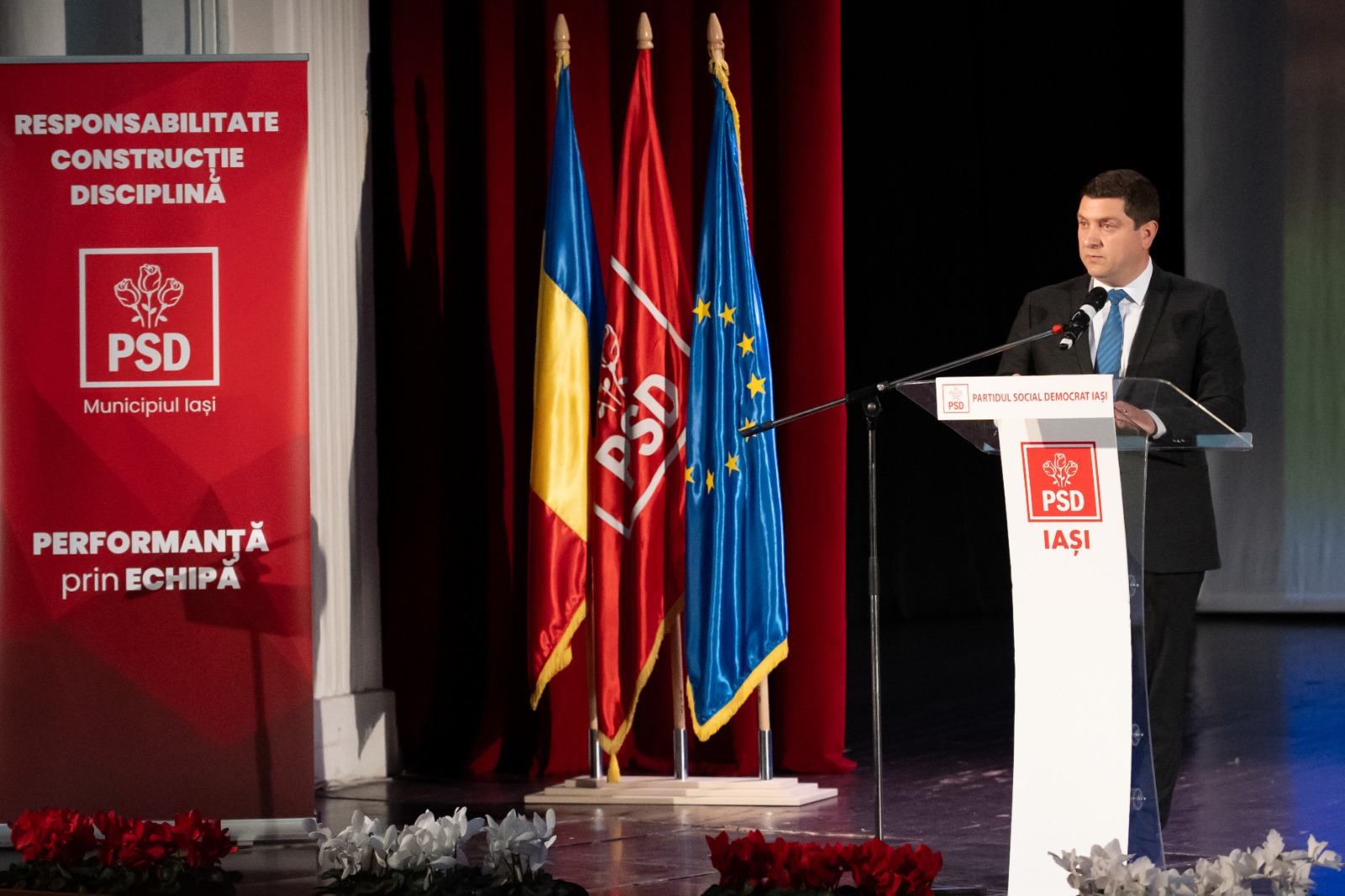 Bogdan Cojocaru vorbind la o întâlnire a PSD Iași