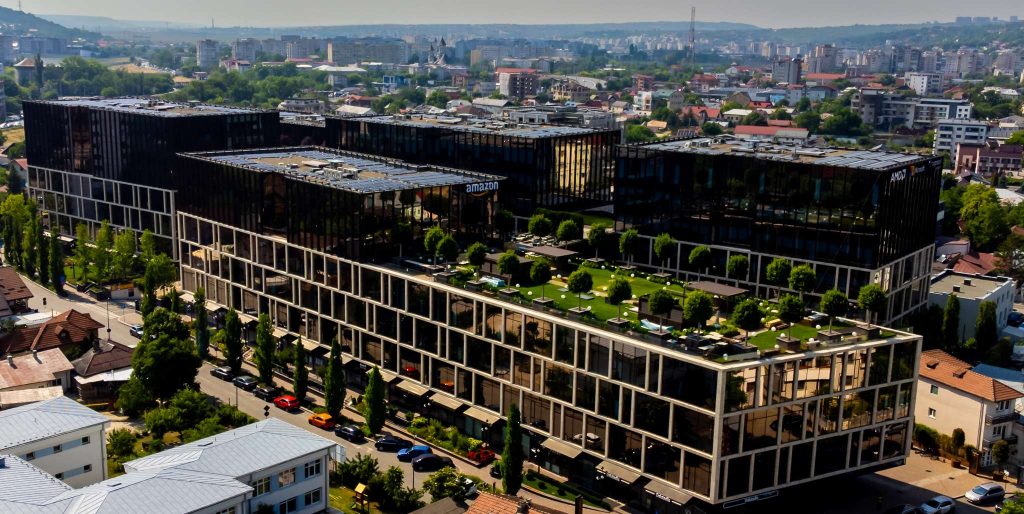 Clădirile de birouri Palas Campus din centrul Iașului, văzute de sus