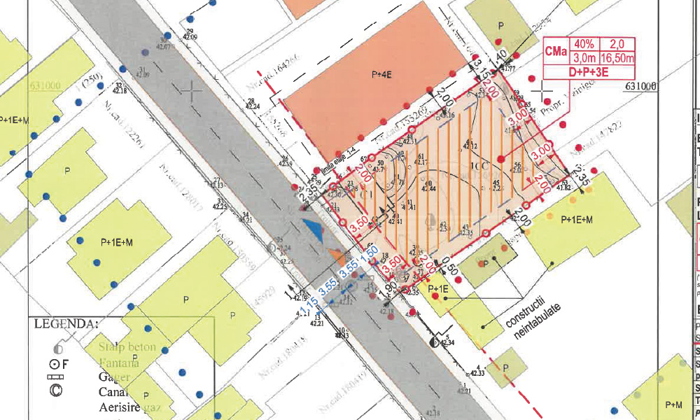 Planșă din PUZ-ul V.A. Urechia nr. 21, cu zonare și indicatori urbanistici